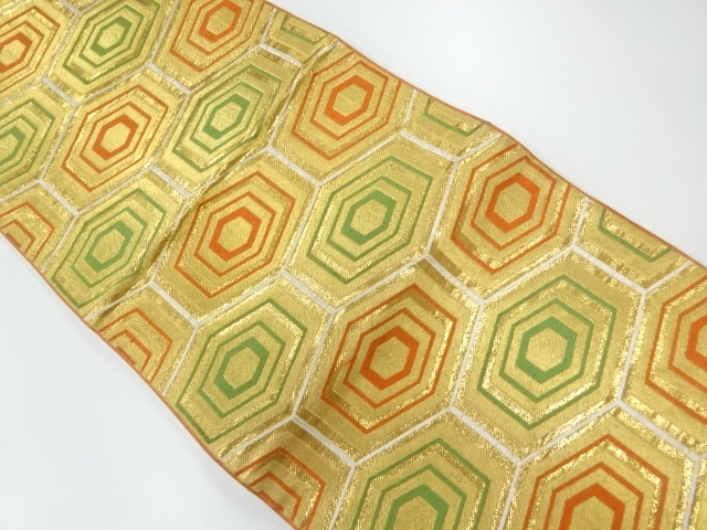 JAPANESE KIMONO / ANTIQUE FUKURO OBI / SILK / WOVEN KIKKO PATTERN